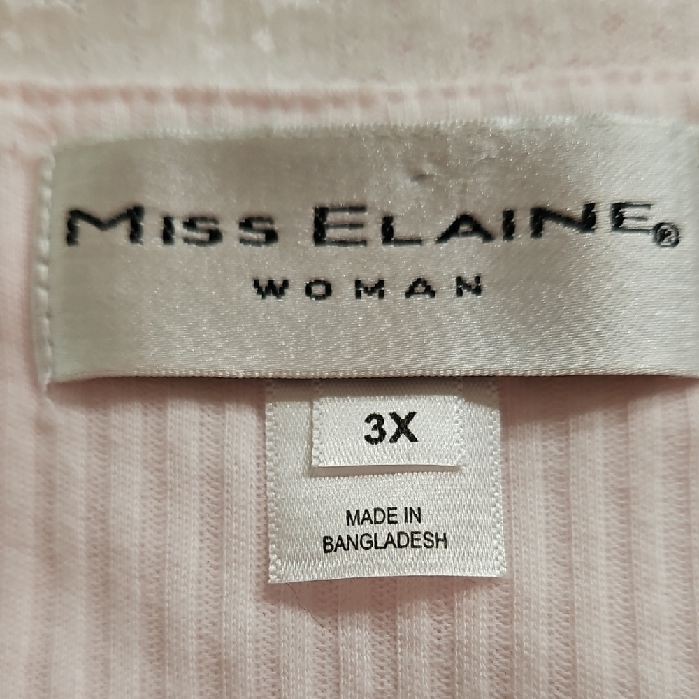 Miss Elaine | NWT Women's Light Pink Short Sleeve Embroidered Lace Nightgown 3X - Picture 11 of 12